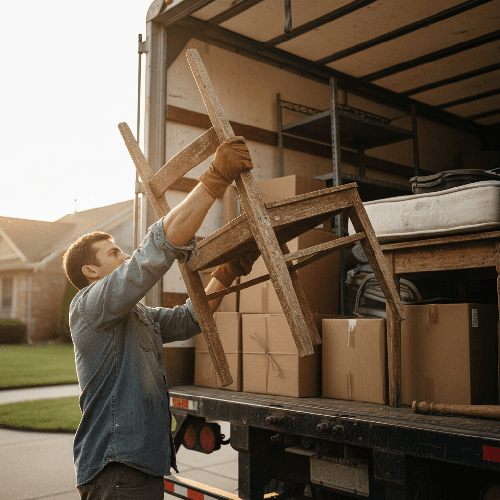 Rental property junk removal dumpster
